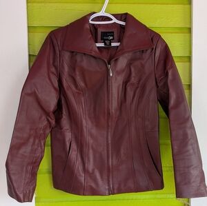 East 5th Women's Burgundy Genuine Leather Zip Jacket Medium